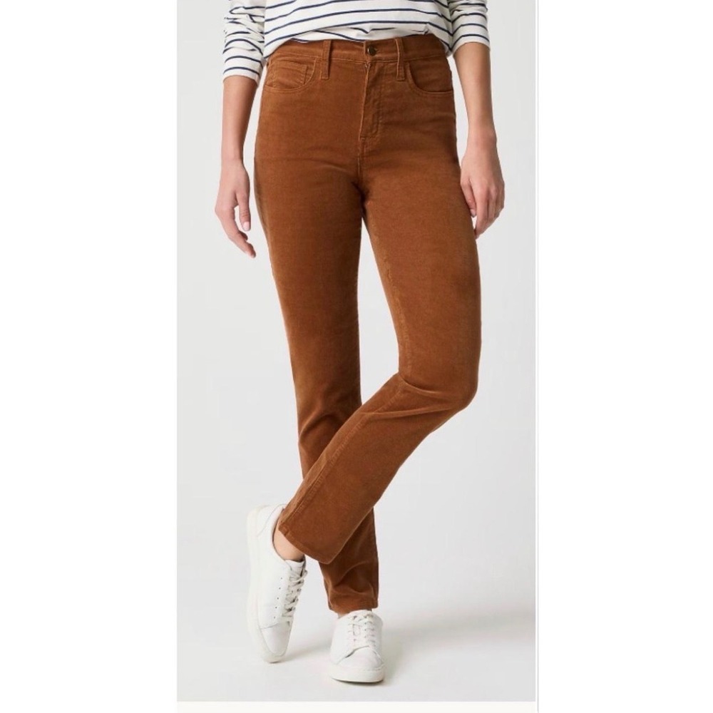 J.Crew Womens High Rise Straight Leg Corduroy Pants Burnt Orange 33 BT006 NEW